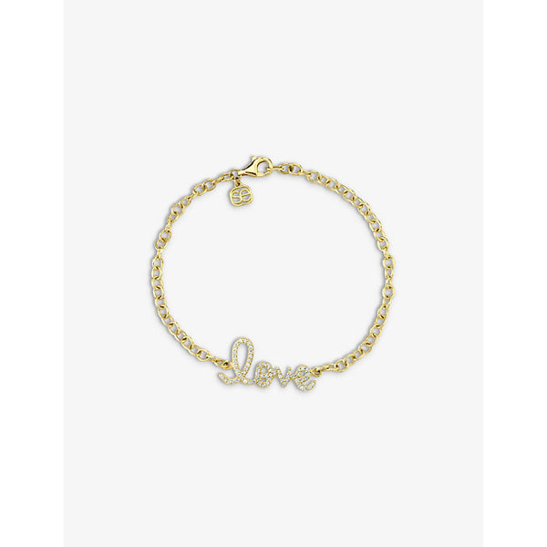 Sydney Evan Love 14ct yellow-gold and 0.26ct diamond bracelet