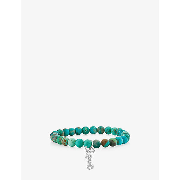 Sydney Evan Love Script 14ct white-gold turquoise and 0.12ct diamond beaded bracelet