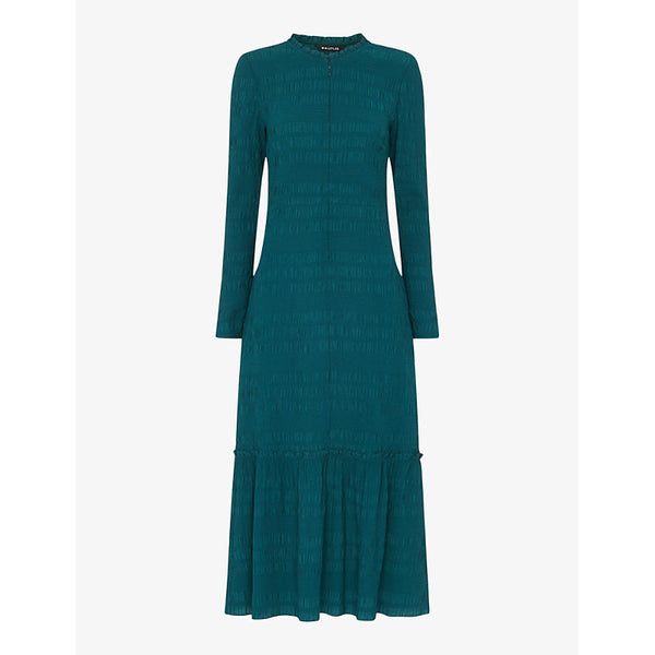 Whistles Mila long-sleeve flared-hem stretch-woven midi dress | WHISTLES