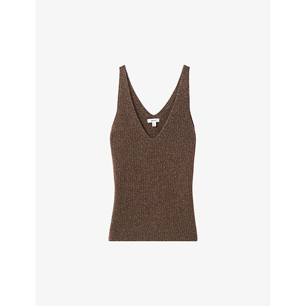 Reiss Mika V-neck metallic knitted vest