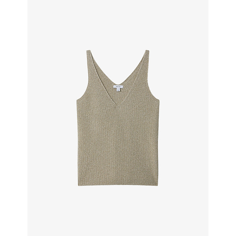  Reiss Mika V-neck metallic knitted vest