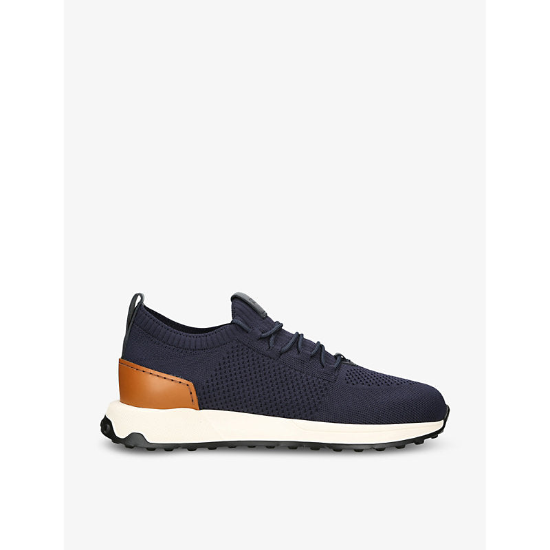  Tods Run 63K Calzino panelled knitted and leather mid-top trainers