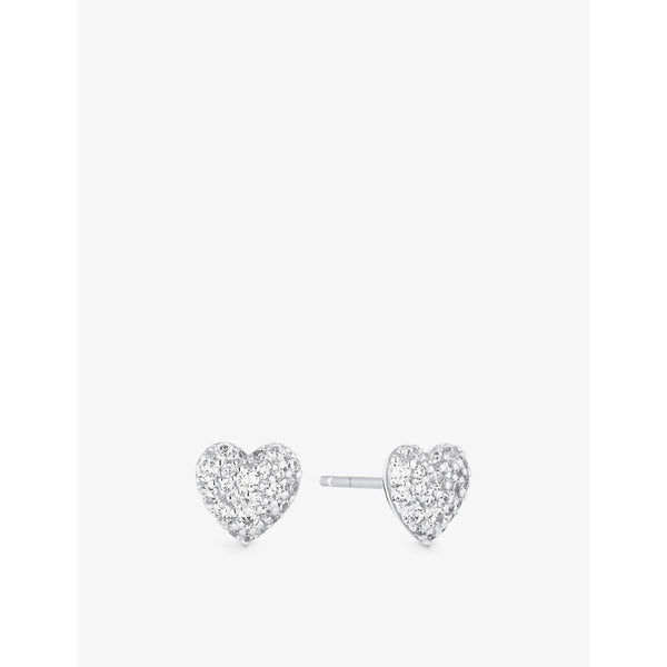 Sif Jakobs Caro heart-shaped sterling-silver and zirconia stud earrings