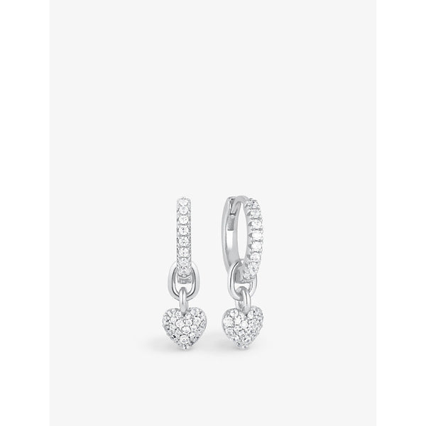 Sif Jakobs Cara Creolo heart-pendant sterling-silver and white zirconia drop earrings