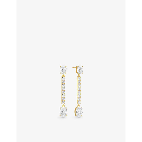 Sif Jakobs Ellisse Lungo 18ct yellow gold-plated sterling silver and zirconia drop earrings