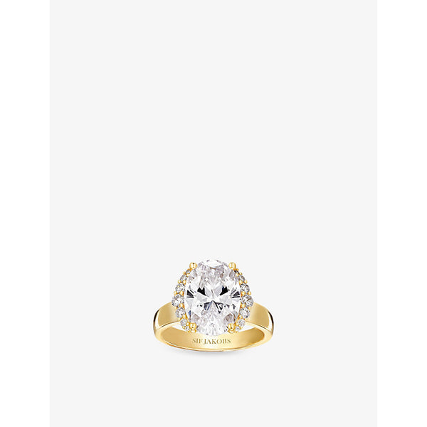 Sif Jakobs Ellisse Grande 18ct yellow gold-plated sterling silver and zirconia cocktail ring