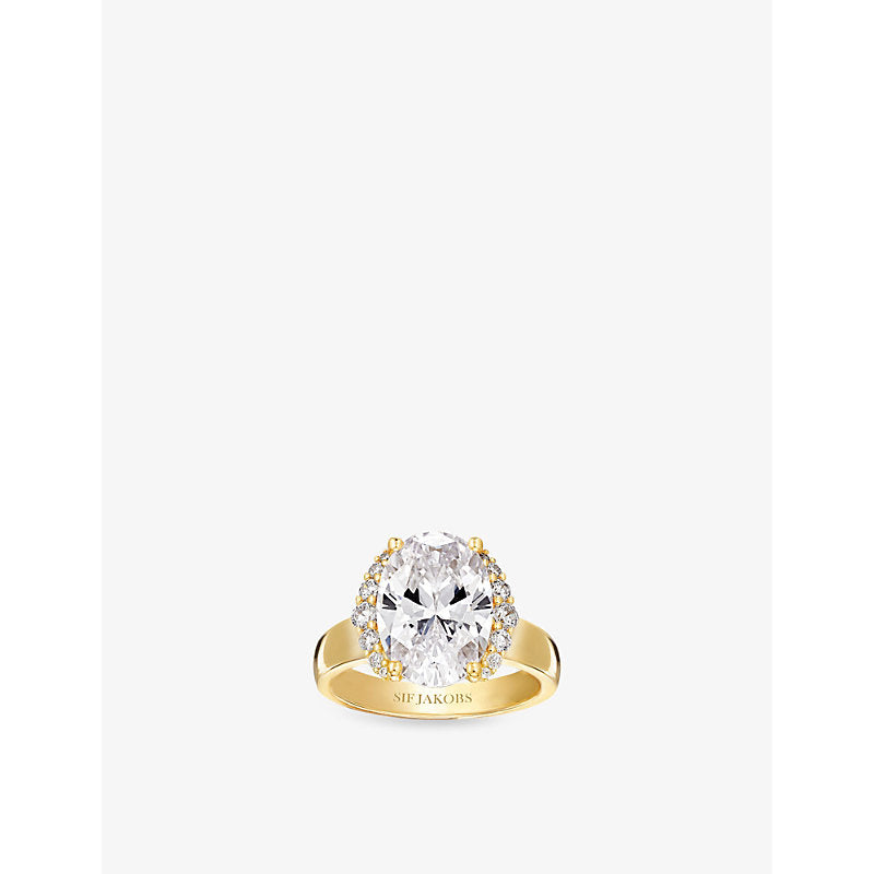 Sif Jakobs Ellisse Grande 18ct yellow gold-plated sterling silver and zirconia cocktail ring