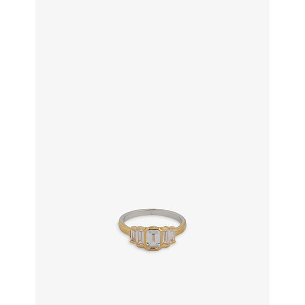 V By Laura Vann Isla 18ct yellow gold and rhodium-plated 925 sterling-silver and cubic zirconia ring