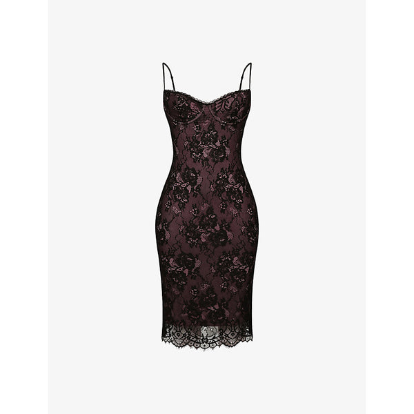 House Of Cb Escala sweetheart-neckline lace midi dress | HOUSE OF CB