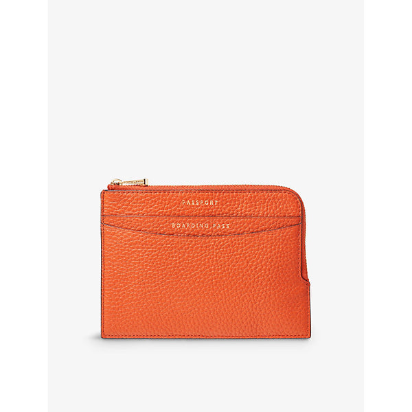 Aspinal Of London Logo-embossed zip-fastened pebble-leather travel wallet | Aspinal Of London