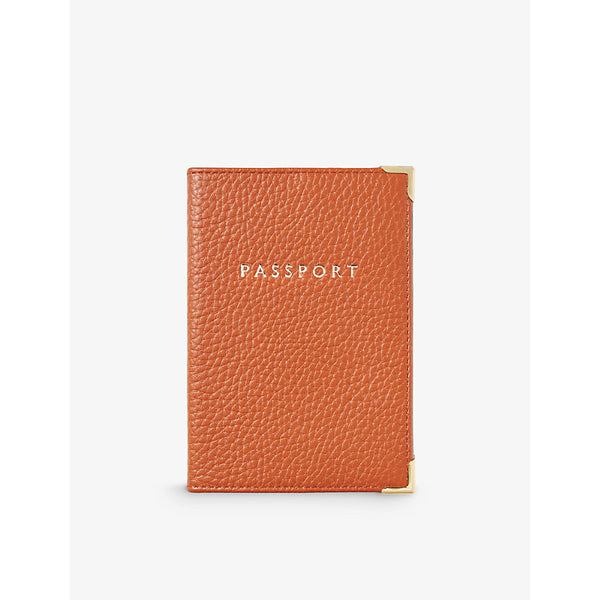 Aspinal Of London Logo-embossed grained-leather passport cover | Aspinal Of London