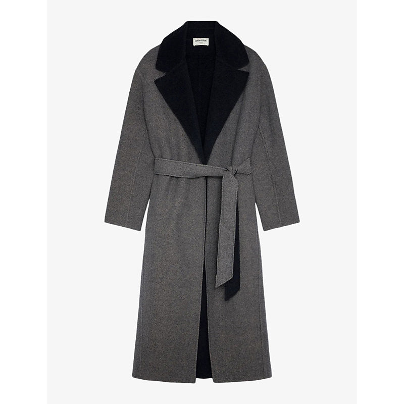  Zadig&Voltaire Meli contrast-collar wool-blend coat