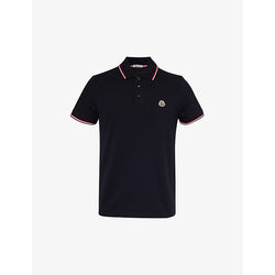  Moncler Brand-patch split-hem cotton-piqué polo shirt