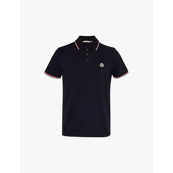  Moncler Brand-patch split-hem cotton-piqué polo shirt