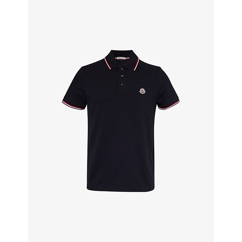  Moncler Brand-patch split-hem cotton-piqué polo shirt