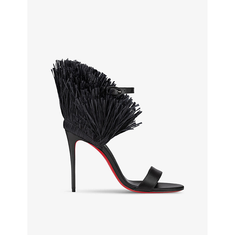 Christian Louboutin Loubigirl Raffia 100 leather heeled sandals