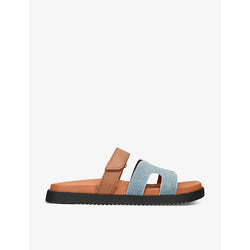 Steve Madden Missile multi-strap flat leather and denim sandals | Steve Madden