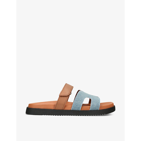 Steve Madden Missile multi-strap flat leather and denim sandals | Steve Madden