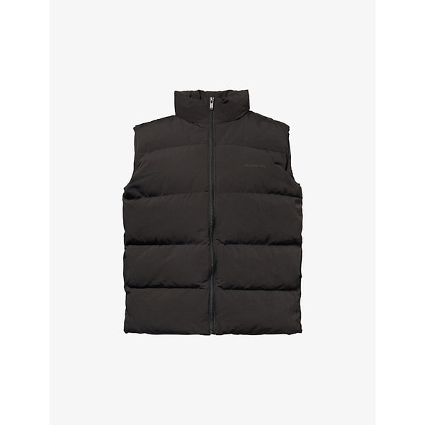 Adanola Rubberised-logo funnel-neck padded-shell gilet