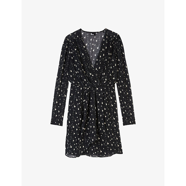  The Kooples Graphic-print wrap-front woven mini dress