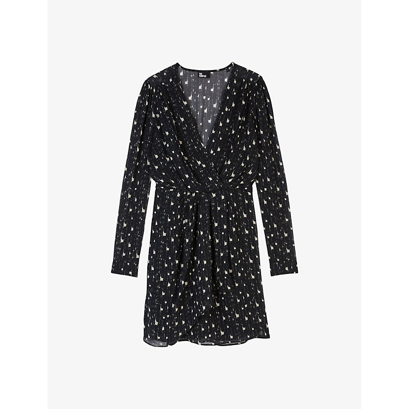  The Kooples Graphic-print wrap-front woven mini dress