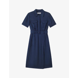 Lk Bennett Luna patch-pocket belted woven midi dress | LK BENNETT