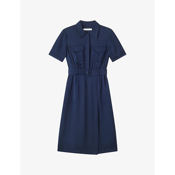 Lk Bennett Luna patch-pocket belted woven midi dress