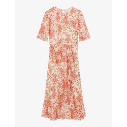 Lk Bennett Thea floral-print silk-blend midi dress | LK BENNETT