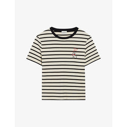  Claudie Pierlot Jean Toto-patch stripe cotton T-shirt