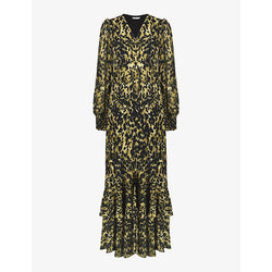 Ro&Zo Leopard-print V-neck recycled-polyester midi dress | RO&ZO