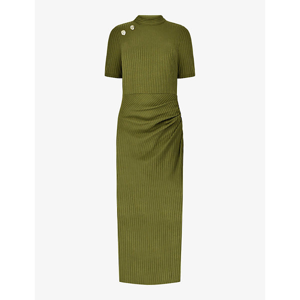 Ro&Zo Split-hem ribbed stretch-knit midi dress | RO&ZO