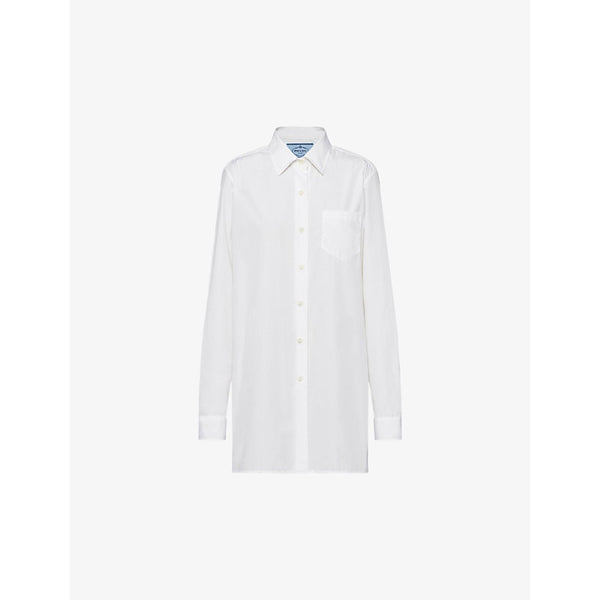 Prada Logo-patch cotton-poplin mini shirtdress