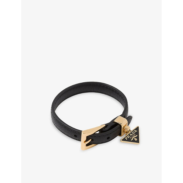 Prada Logo-charm leather bracelet