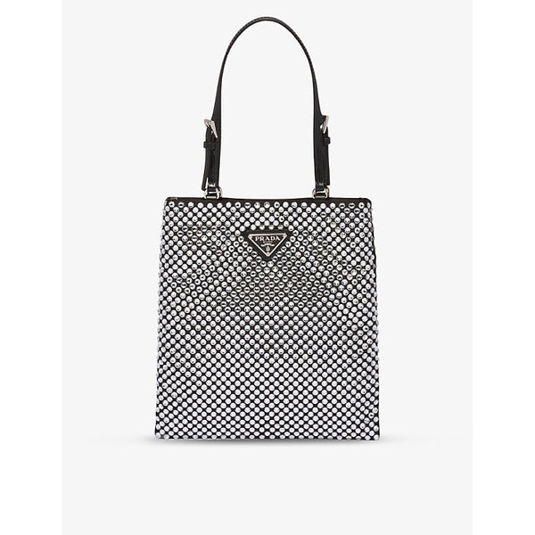 Prada Crystal-embellished satin shoulder bag