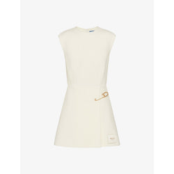 Prada Safety-pin washed wool-blend twill mini dress | PRADA