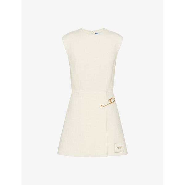 Prada Safety-pin washed wool-blend twill mini dress