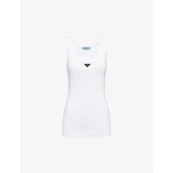  Prada Ribbed scoop-neck cotton top