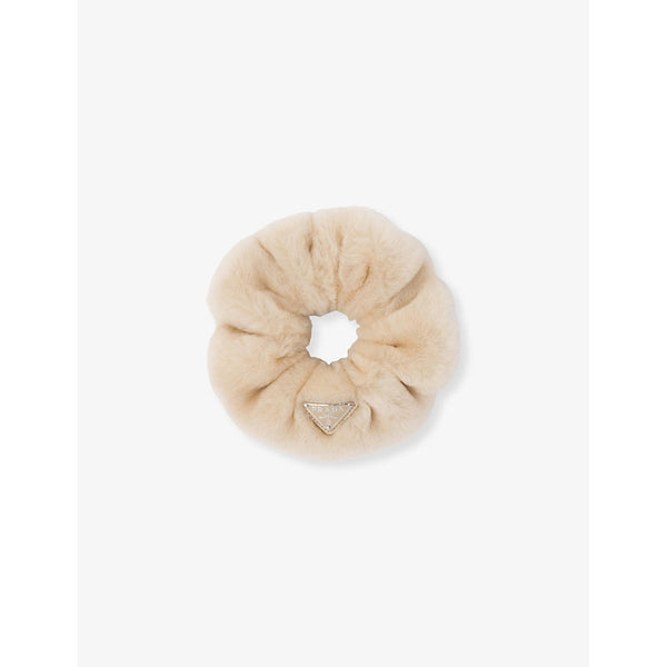 Prada Brand-plaque shearling scrunchie