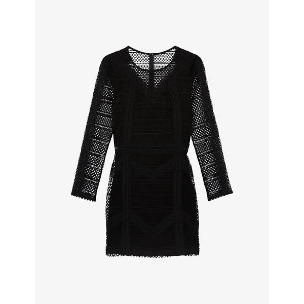  The Kooples Open-weave round-neck knitted mini dress