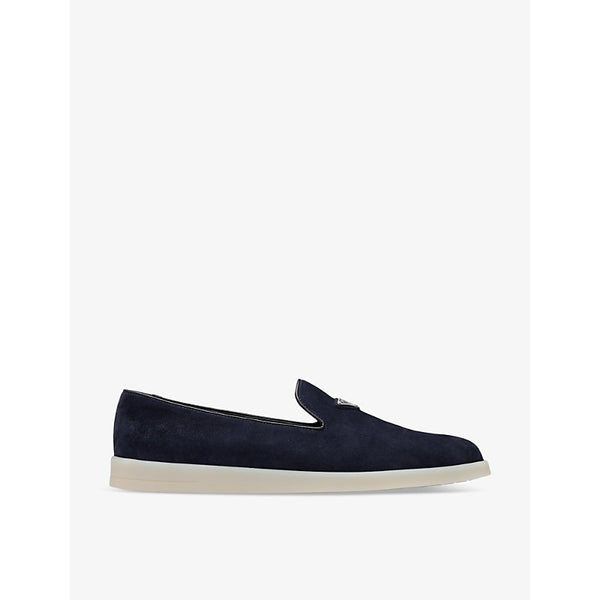 Prada Brand-plaque slip-on suede loafers