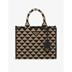  Prada Symbole small woven tote bag