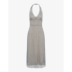 Prada Crystal-embellished halterneck tulle midi dress | PRADA