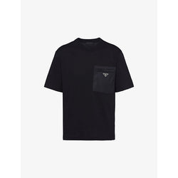  Prada Re-Nylon brand-plaque cotton and recycled-nylon T-shirt