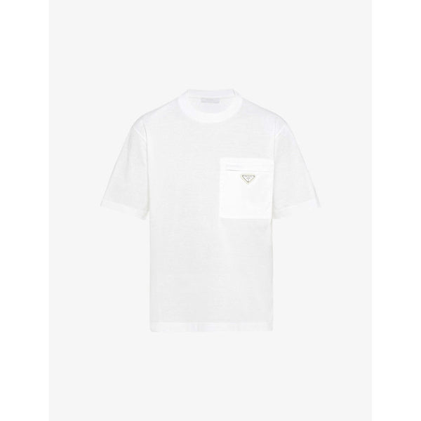  Prada Re-Nylon brand-plaque cotton and recycled-nylon T-shirt