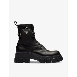 Prada Monolith platform-sole leather ankle boots