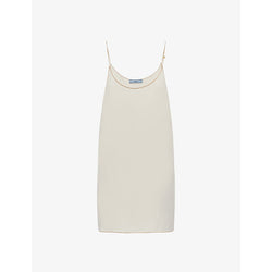 Prada Sablé logo-charm woven mini dress | PRADA