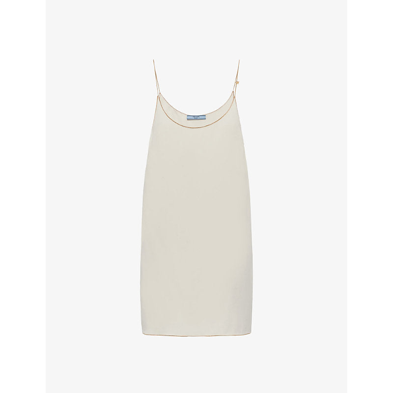 Prada Sablé logo-charm woven mini dress | PRADA