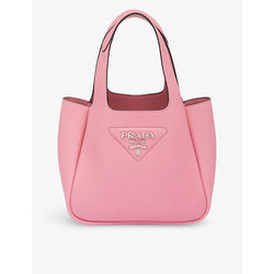  Prada Brand-plaque mini grained-leather tote bag