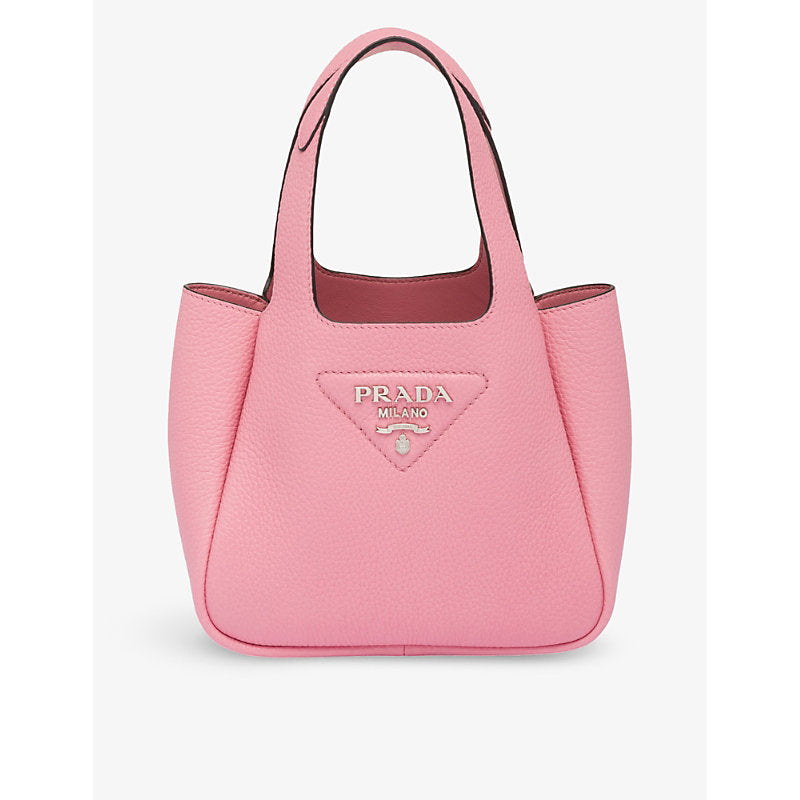  Prada Brand-plaque mini grained-leather tote bag