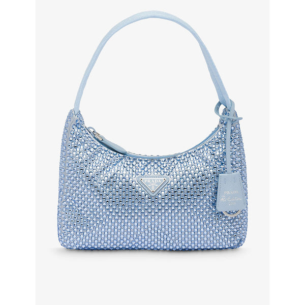 Prada Crystal-embellished satin shoulder bag